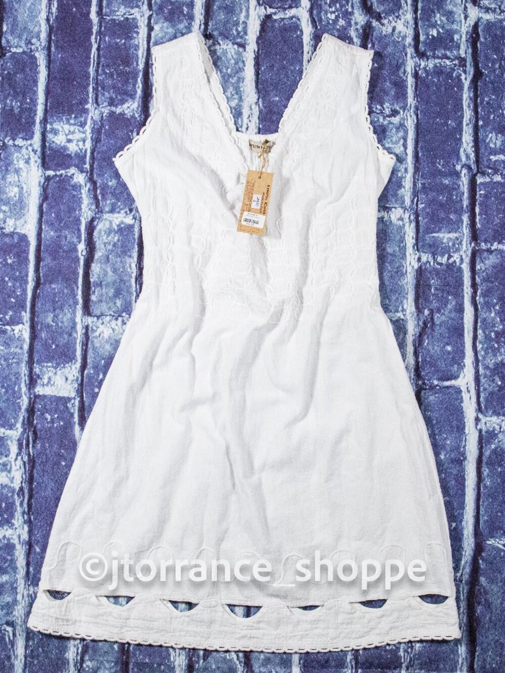 Largo S ~ 100% Cotton Natural White Dress Made in Peru REG USD $100